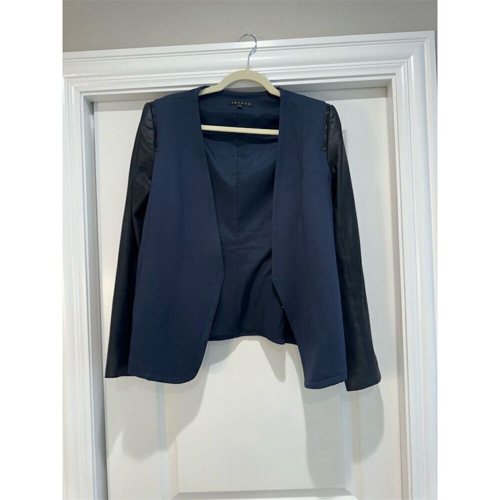 Theory Women's Blazer Size L Navy/Black Tailored Business Suit Jacket